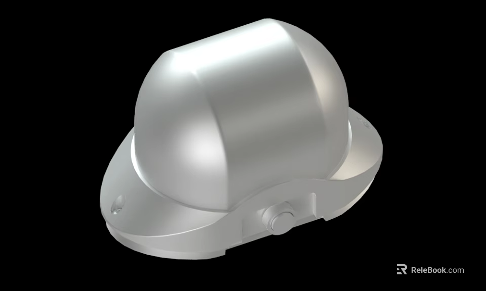 Silver Safety Helmet With Smooth Surface And Adjustable Base Structure 3d model 