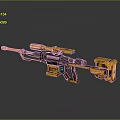 Futuristic Yellow And Black Sci Fi Weapon With Sniper Scope Mechanical Components And Advanced Design 3d model
