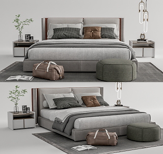 Modern Double Bed 3d model