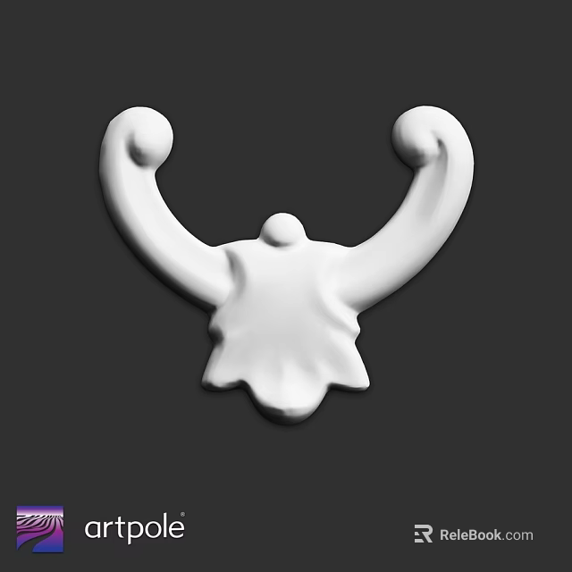 Decorative Component with Curved Arms Rounded Knobs and Leaf Like Design 3d model 