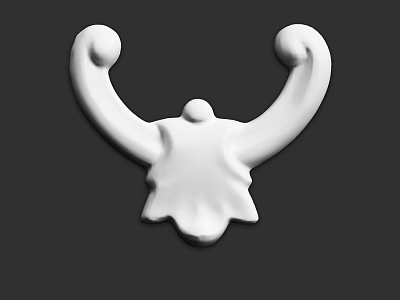 Decorative Component with Curved Arms Rounded Knobs and Leaf Like Design 3d model