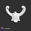 Decorative Component with Curved Arms Rounded Knobs and Leaf Like Design