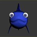 Adorable Cartoon Blue Fish With Big Eyes And Reflective Body