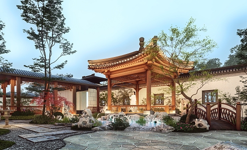 New Chinese Courtyard Landscape 3d model