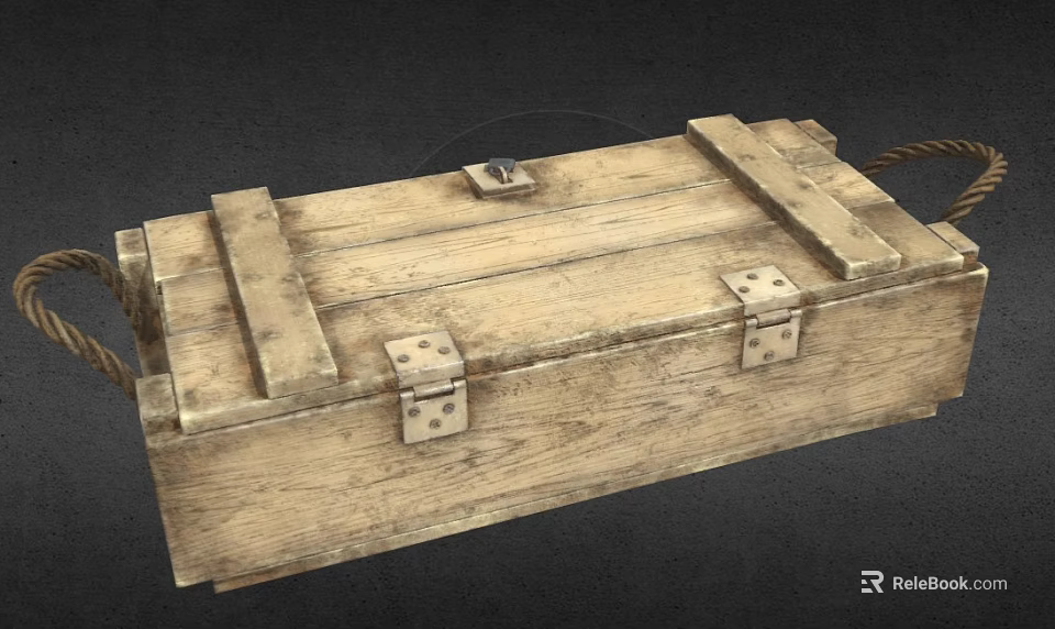 Stone and Wood Handcrafted Storage Chest With Metal Clasps Dark Background 3d model 