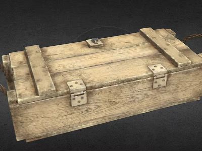 Stone and Wood Handcrafted Storage Chest With Metal Clasps Dark Background 3d model