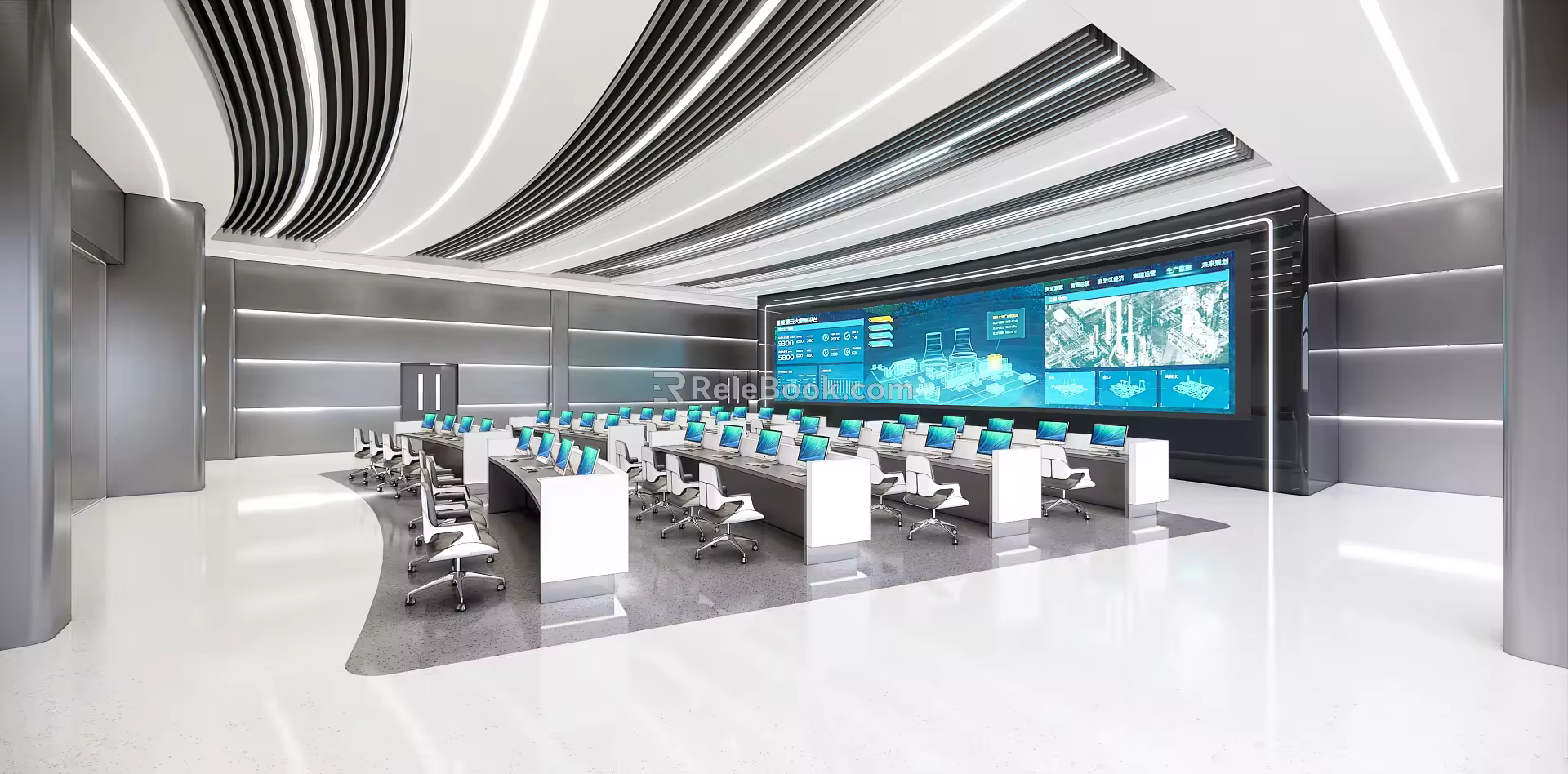 Monitoring room of central control room 3d model