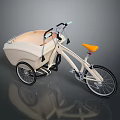 Modern Bicycle With Beige Trailer Orange Seat And Comfortable Design
