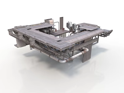 Industrial Mechanical Equipment Platform With Metal Frame Pipes And Components 3d model
