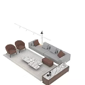 Modern Living Room Interior With Sofa Coffee Table Set And Brown Accent Chair