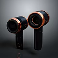 Two Modern Black Hair Dryers With Copper Trim Stylish Design Daily Electrical Appliance