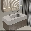 Modern Bathroom Vanity With White Countertop Wooden Cabinet Faucet And Backlit Mirror