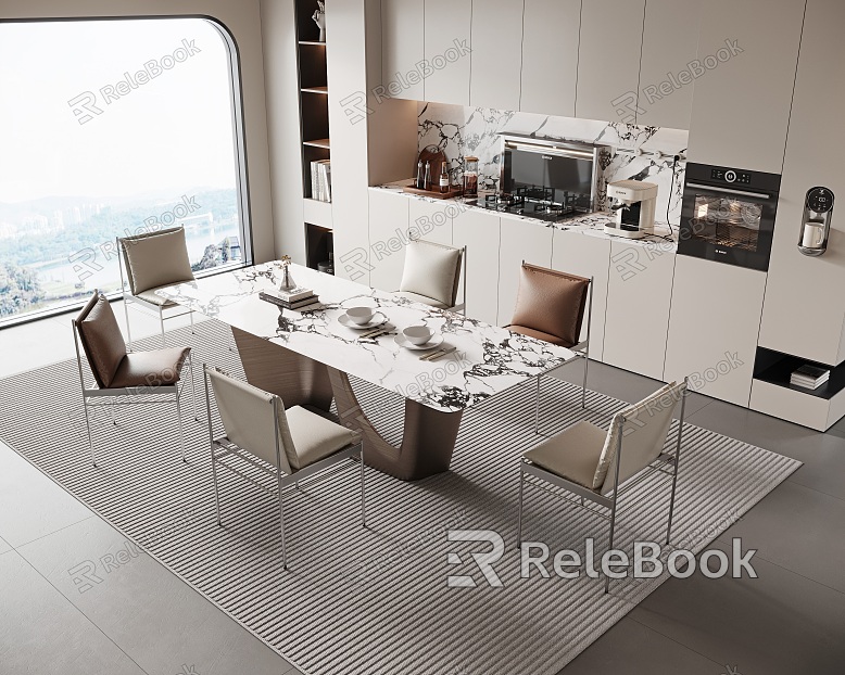 Modern Restaurant Dining Table and Chair Combination Marble Dining Table Metal Dining Chair Tea Bar Machine Open Kitchen Kitchen Supplies Kitchen Appliances model