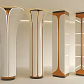 Modern Interior Columns With White Gold Accents And LED Strip Lighting