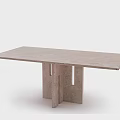 Modern Minimalist Dining Table With Neutral Stone Top And Geometric Angular Base Design 3d model