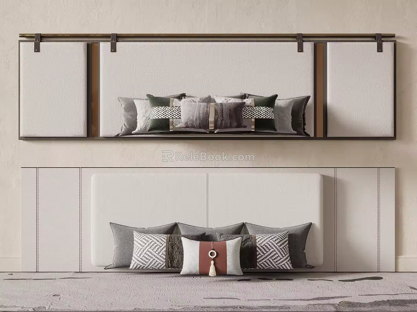 New Chinese bedside backrest soft bag pillow 3d model
