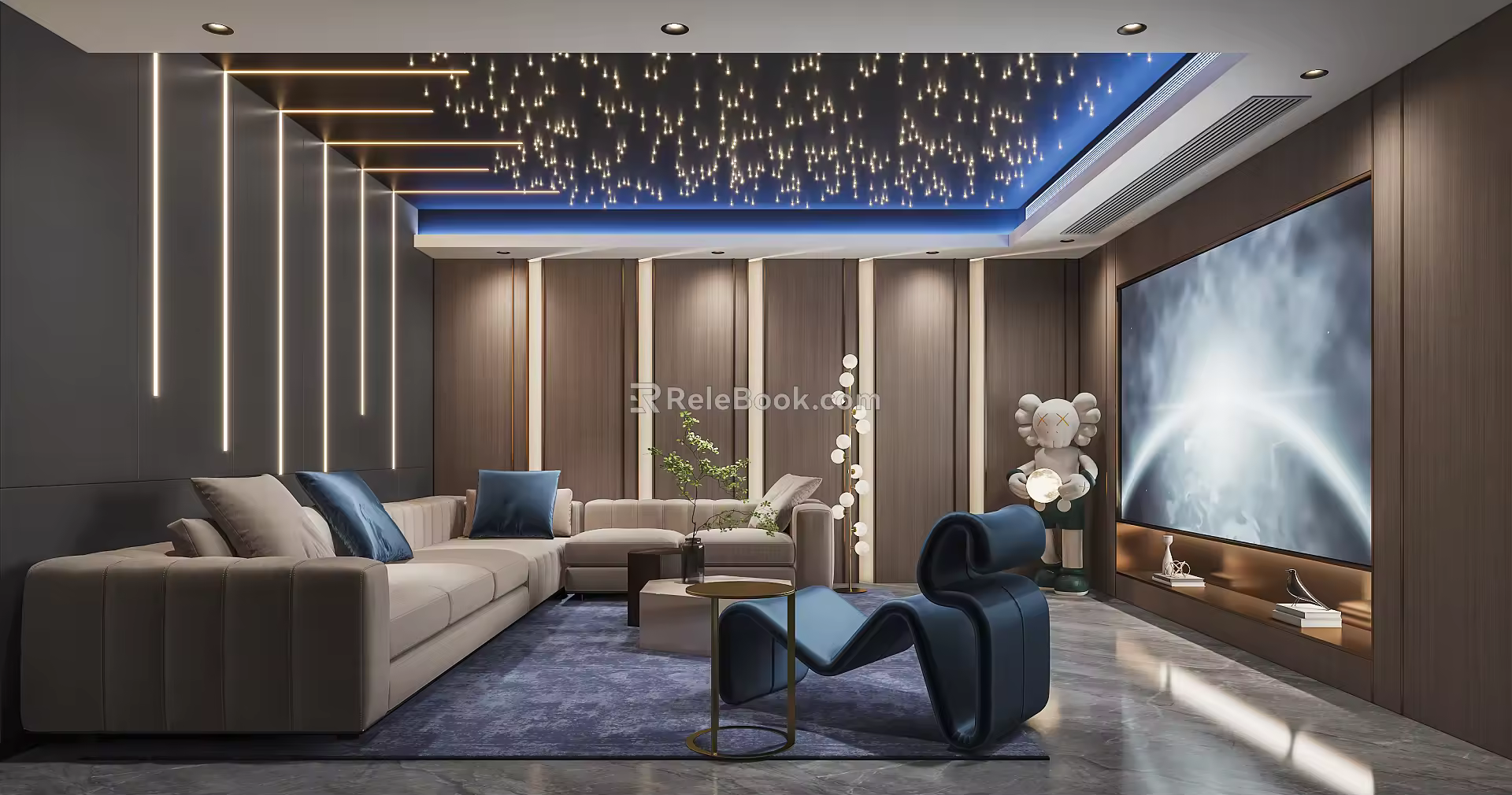 modern video room video hall 3d model