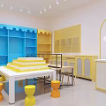 DIY Craft Mall Store With Yellow Exterior Glass Window Tables And Craft Materials