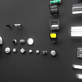 Various Fire Safety Equipment Including Extinguishers Cabinets Alarms And Wall Pipes