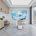 Beauty Salon Reception Area Interior With White Desk Marble Floor And Circular Lights
