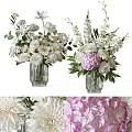 Elegant Glass Vases With White And Pink Flower Arrangements For Home Decor