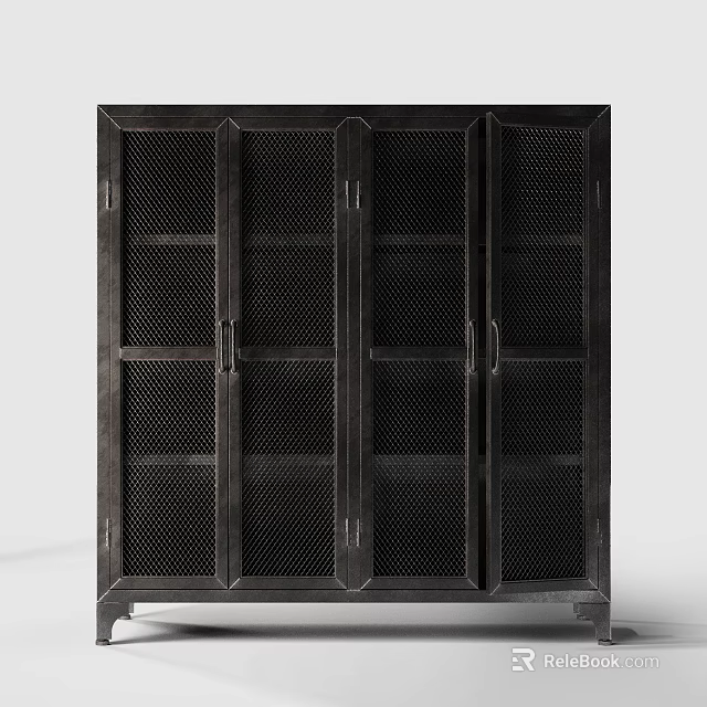Modern Entryway Cabinet Sideboard With Mesh Doors And Metal Frame Storage Design 3d model 