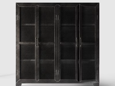 Modern Entryway Cabinet Sideboard With Mesh Doors And Metal Frame Storage Design 3d model