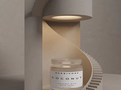 Sleek Modern Table Lamp With Spiral Design Warm Lighting And Coconut Jar Accent 3d model