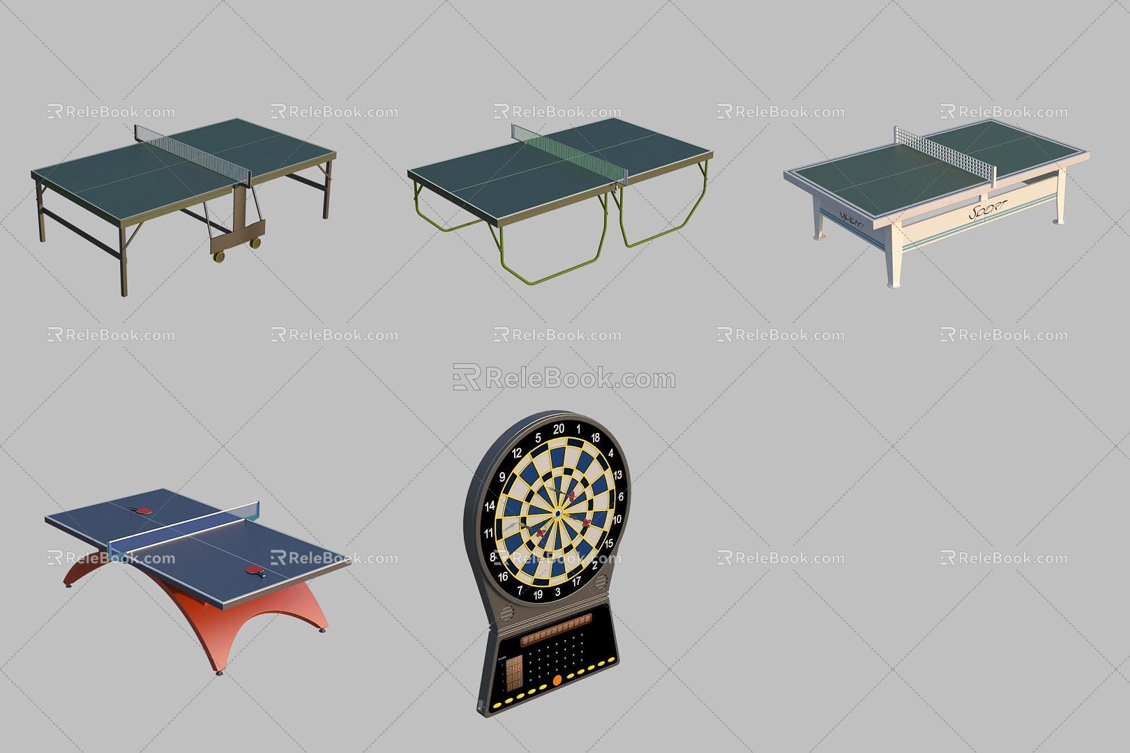 Entertainment facilities game hall table games video game city table tennis table darts 3d model