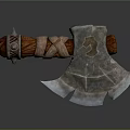 Fantasy Battle Axe With Wooden Handle Leather Wrap And Carved Star Blade