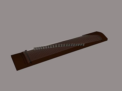Traditional Brown Wood Zither Musical Instrument With Strings And Bridges Design 3d model