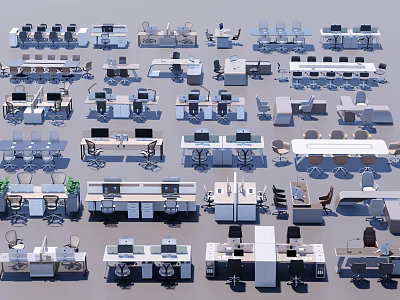 Diverse Modern Office Desk Designs With Various Styles And Workspace Solutions 3d model