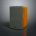 Modern Electronic Speaker With Gray Front And Wooden Side Panel Design 3d model