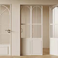 Elegant White Interior Doors With Arch Top Glass Panes And Classic Design