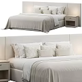 Minimalist Double Bed Design With Soft Bedding Plush Pillows And Wooden Nightstand