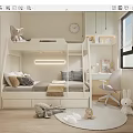 Kids Room Interior With Bunk Bed Study Desk Plush Toys And Window Blinds