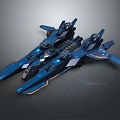 Two Blue Futuristic Spaceships Featuring Sleek Design And Orange Accent Details