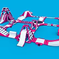 Pink And White Multi Structure Play Equipment With Slides Climbing Frames And Tunnels For Kids