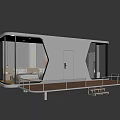 Modern Guesthouse Building With Glass Walls Metal Exterior And Outdoor Deck