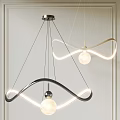 Modern Curved Pendant Light With LED Strip And Globe Bulb For Interior Decoration