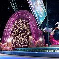 Space Themed Cosmic Playground With Purple Planets Alien Character Slide Orbit And Glowing Towers