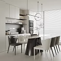 Modern Restaurant Dining Table and Chair Island Table Island Table 3d model