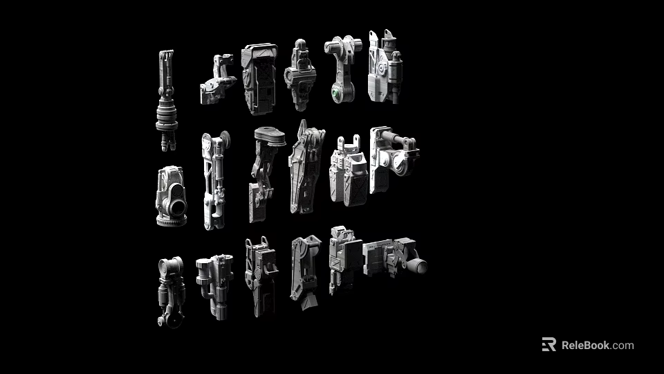 Multiple Different Shapes Industrial Equipment Parts And Mechanical Components 3d model 