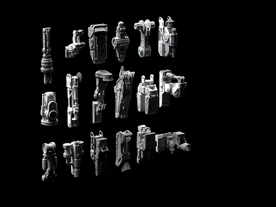 Multiple Different Shapes Industrial Equipment Parts And Mechanical Components 3d model