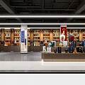 Modern Store Interior With Shelves Displaying Various Products Wooden Display Counter And Decorative Elements