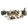 Elegant Traditional Ceramic Tea Set With Teapot Teacups Wooden Tray And Tea Caddy