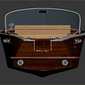 Classic Wooden Brown Boat With Transparent Windshield And Leather Seats For Water Transport