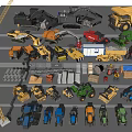 Diverse Construction Work Vehicles Featuring Excavators Dump Trucks Tractors Loaders And Cranes 3d model