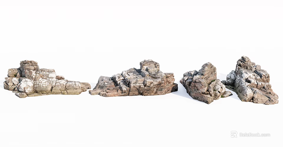Natural Stone and Wood Decorative Pieces With Rustic Texture And Artistic Design 3d model 