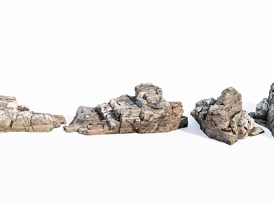 Natural Stone and Wood Decorative Pieces With Rustic Texture And Artistic Design 3d model
